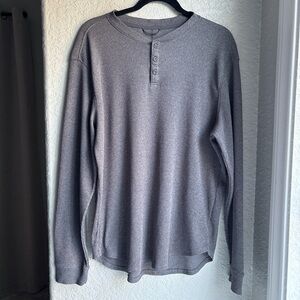 All in Motion Mens Gray Long Sleeve Henley Thermal Button Knit Shirt L